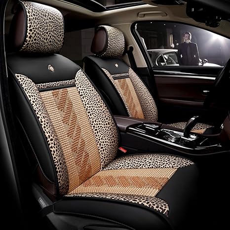 Pu Leather Icesilk Knit Joint With Leopard Print Silk Cotton Car