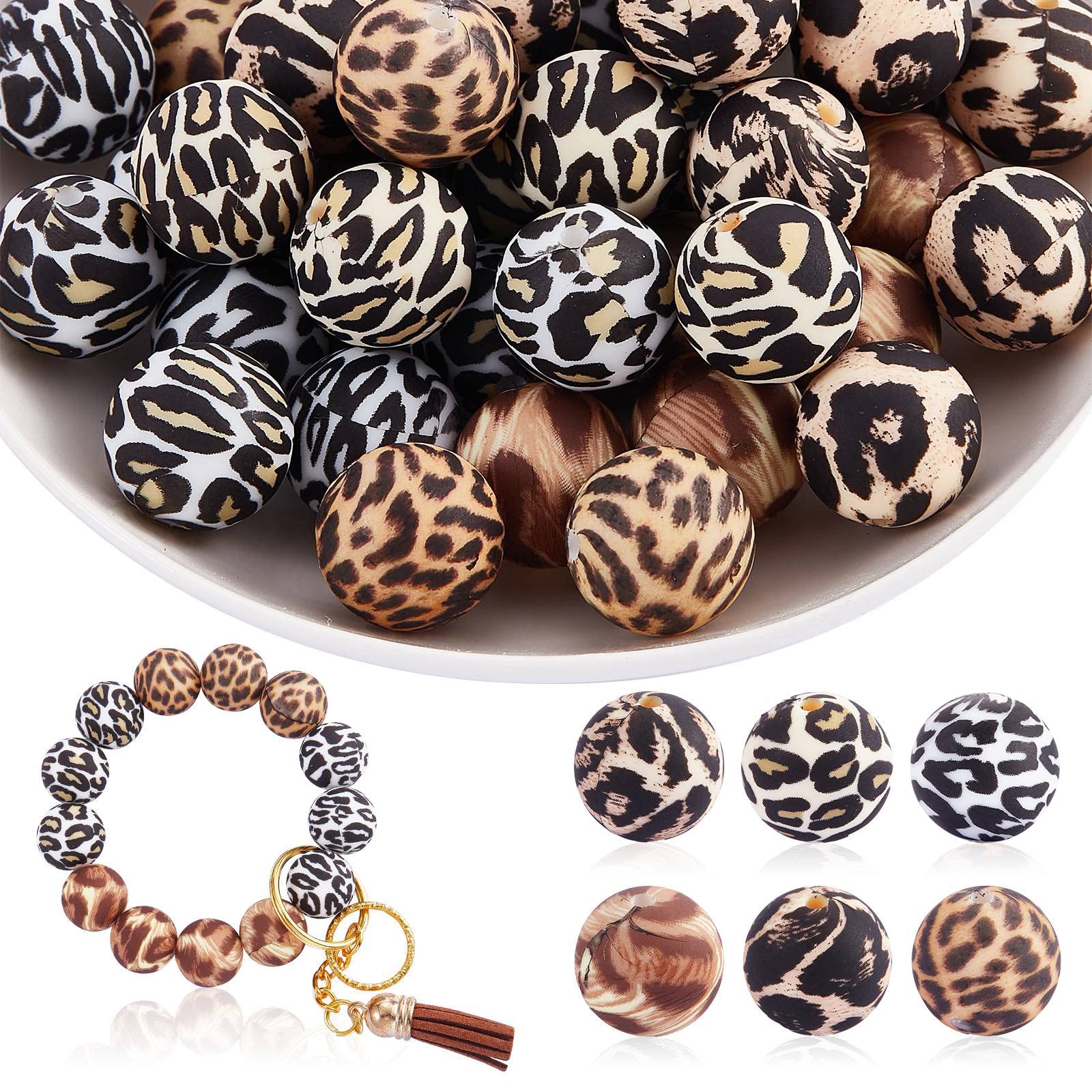 WEWAYSMILE 60pcs 15mm Silicone Round Beads Making Kit, Bulk Silicone Beads for Jewelry Crafts - Necklace, Garland, Bracelet (10 Styles)