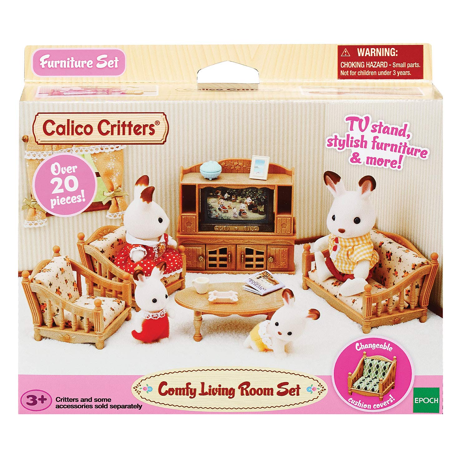 Calico Critters Comfy Living Room Set - Toy Dollhouse Furniture & Accessories Set for Ages 3+