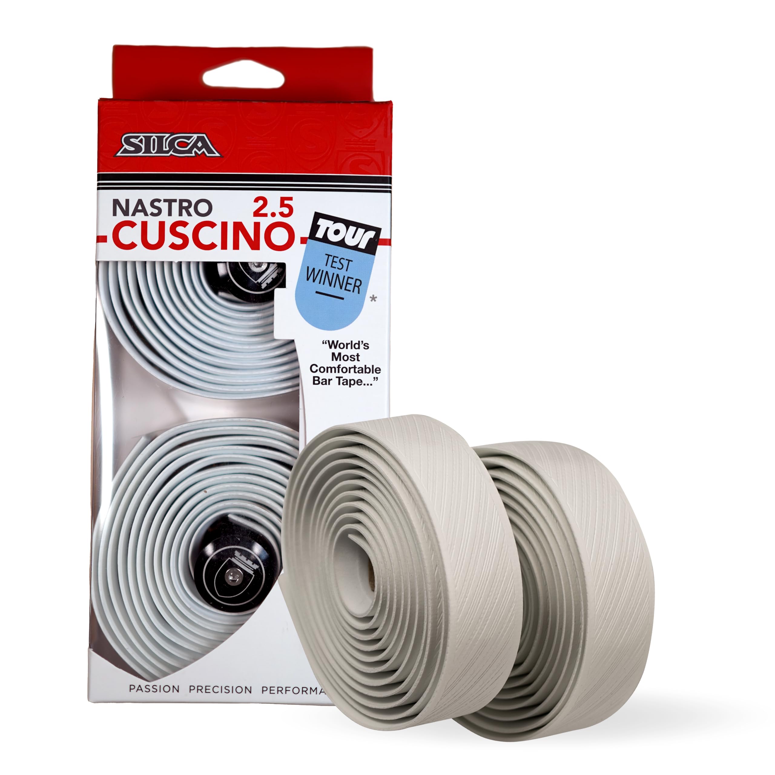 SILCA Nastro Cuscino Bike Handlebar Tape, White 2.5mm – Extra Thick Bike Bar Tape, Comes with Aluminum End Plugs & Installation Kit – Durable, Comfortable, and Vibration-Damping