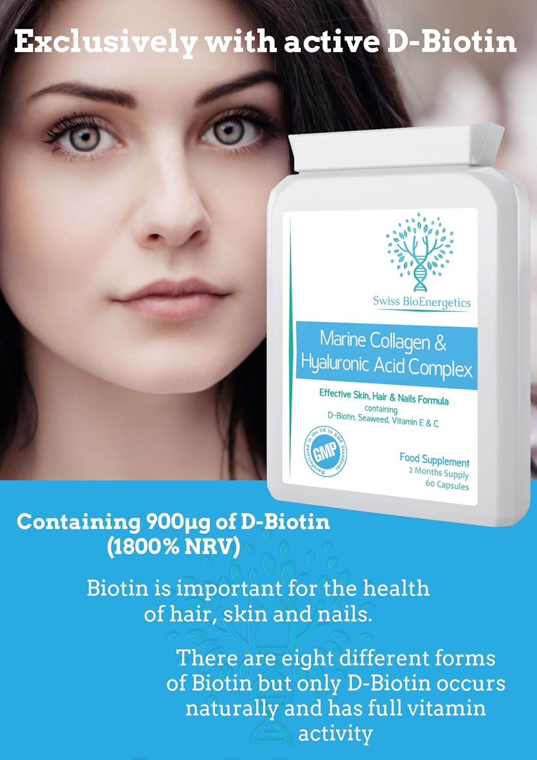 Marine Collagen & Hyaluronic Acid Complex - 60 Capsules - 500mg of Highly Bioavailable Naticol® Hydrolysed Collagen - Image 5