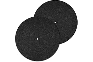 EUPHHONYCS 2 Pcs Record Player Mat, Turntable Platter Mat, 12 Inch 3mm Turntable Slipmat Wool Mat, Record Protective Mat, Anti-Slip & Anti-Static Felt Record Pad, Turntable Rubber Mat for Home Record Players
