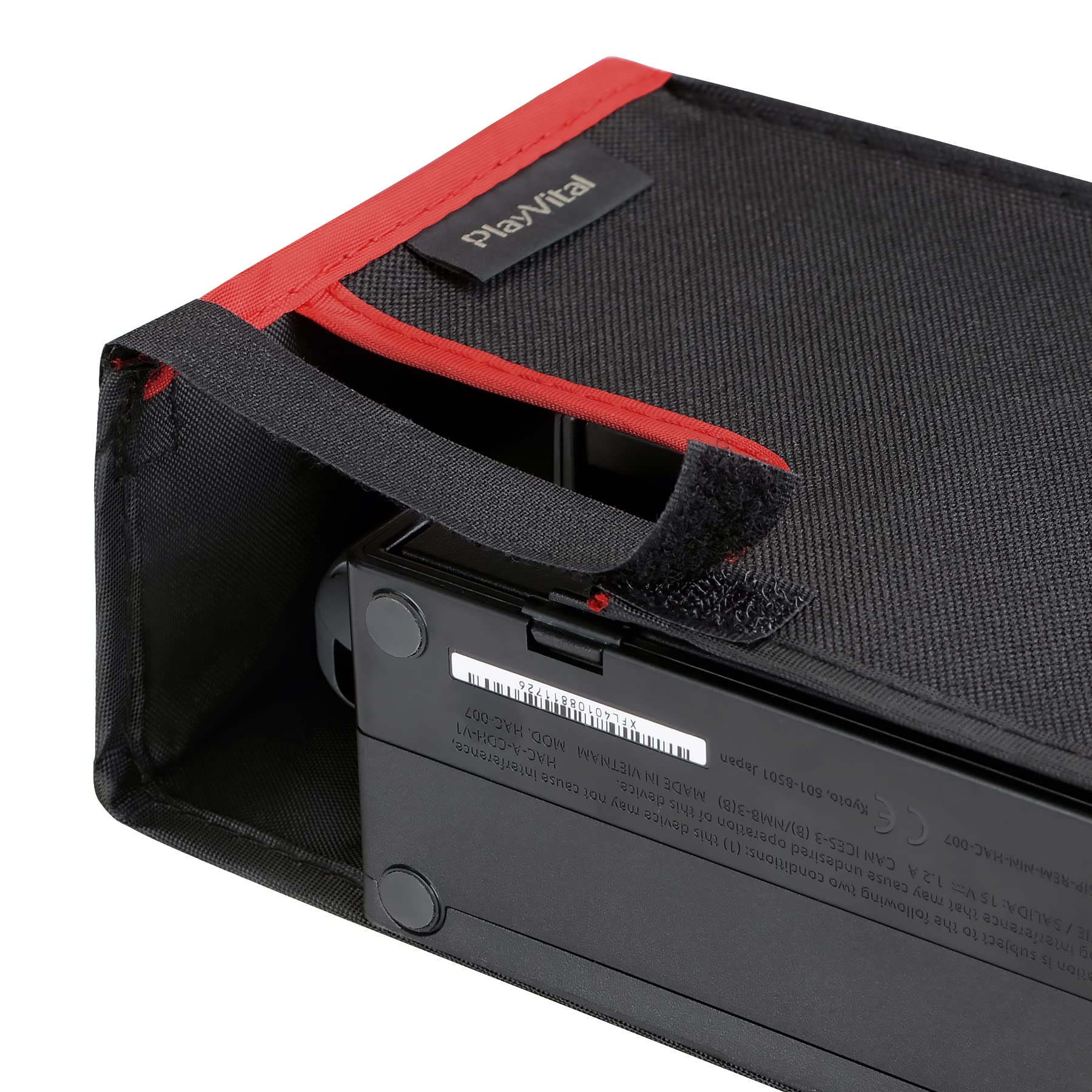 PlayVital Black & Red Trim Nylon Dust Cover, Soft Neat Lining Dust Guard, Anti Scratch Waterproof Cover Sleeve for Nintendo Switch & Switch OLED Charging Dock