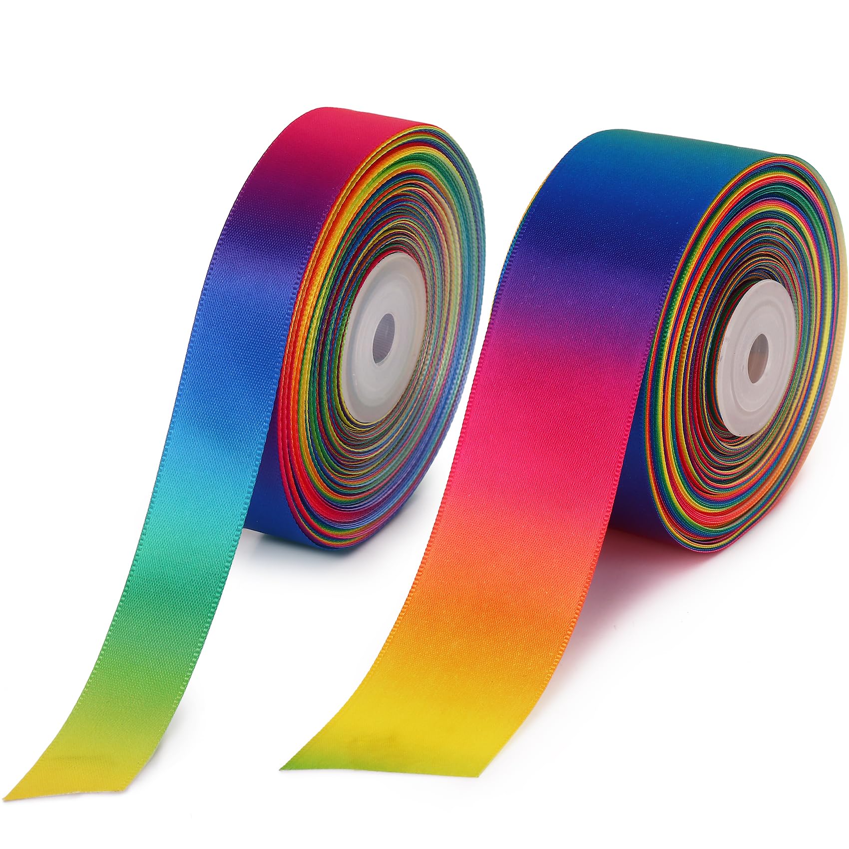 25Yards 40mm Satin Rainbow Ribbon for Christmas Wrapping, Flower Ribbon for DIY Gifted Box, Wedding Party Decorations