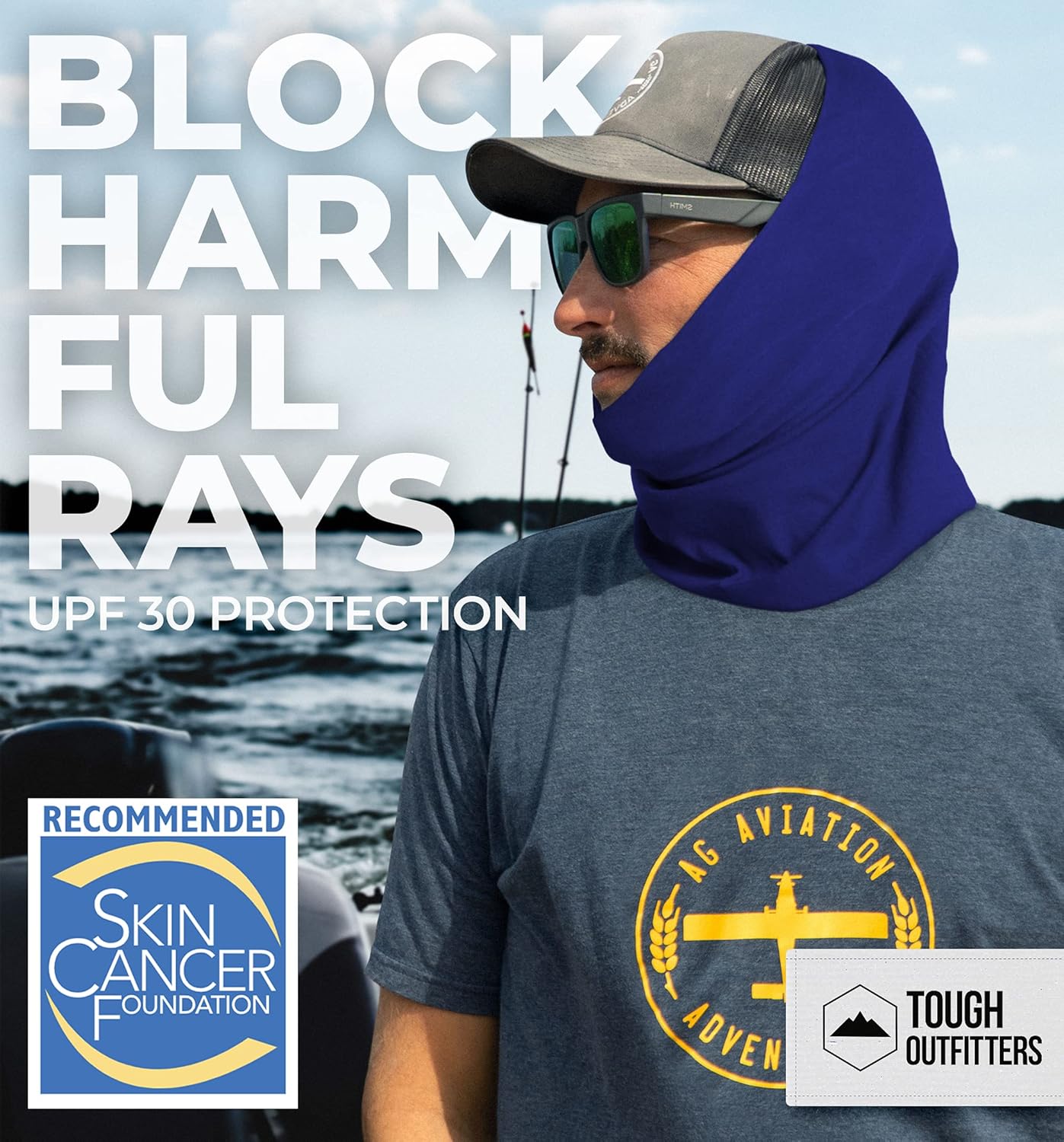 Tough Headband Neck Gaiter Face Mask & Sleeve w/ UV & Dust Protection, Navy Blue: Clothing