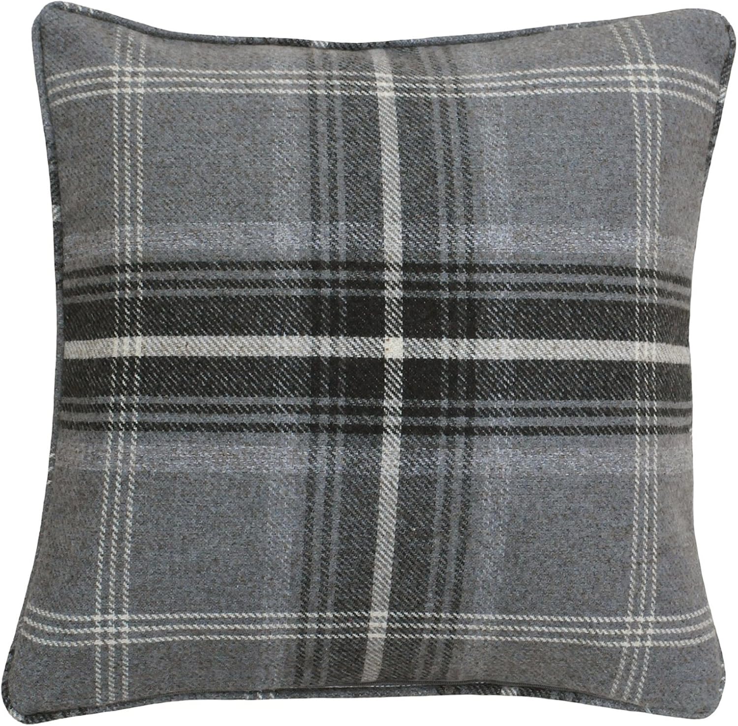 Just Contempo Tartan Check Cushion Cover, Polyester, Grey, 18 x 18 Inches Amazon.co.uk Kitchen