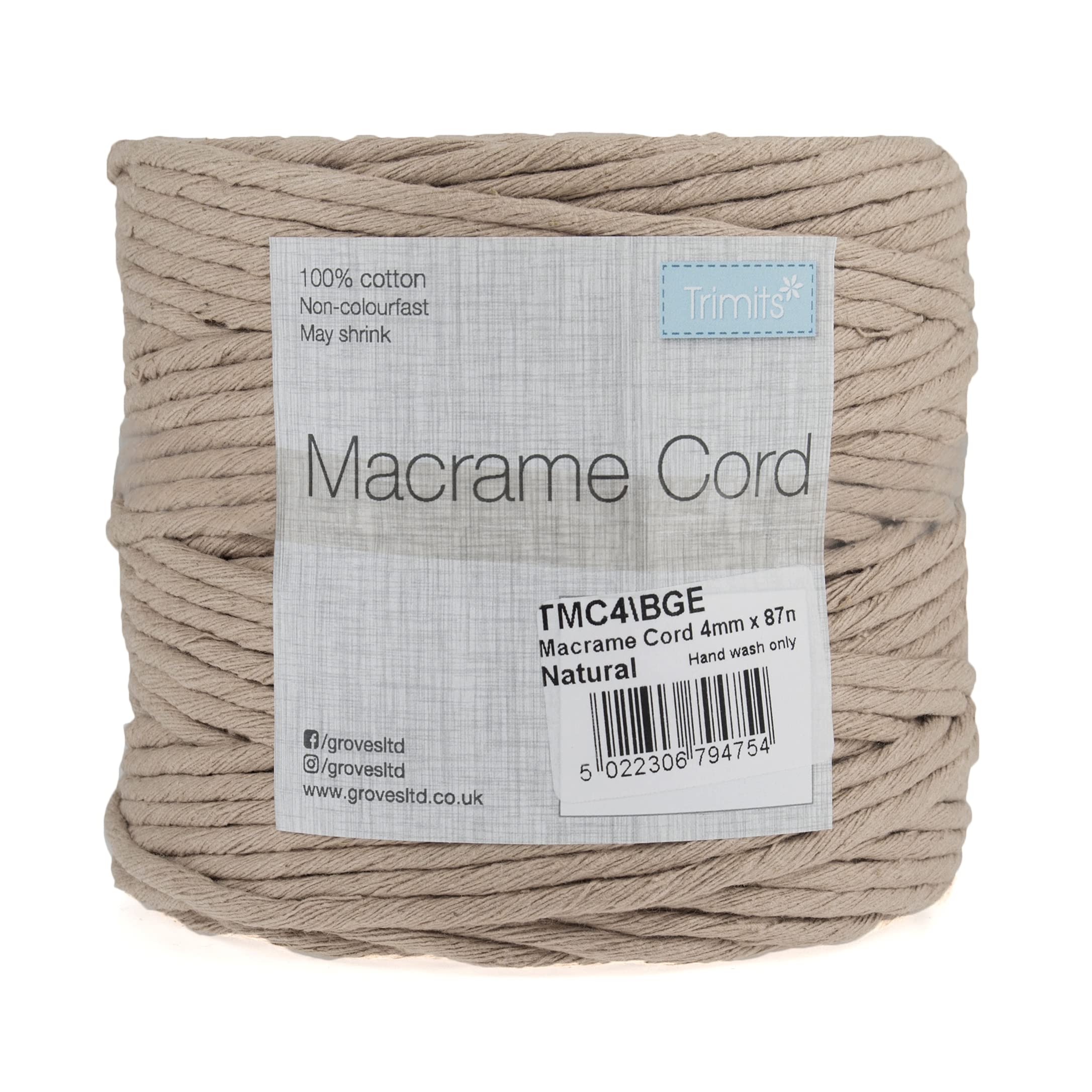 Natural Crafting Cotton Twisted Macramé Cord