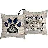You and Me and The Dogs Dog Paw Camper Reversible Throw Pillow Cover, Camping Camper Dog Lover Gifts for Women Men, Camping Pillow Case 18 x 18 Inch Home RV Camper Bed Sofa Decor