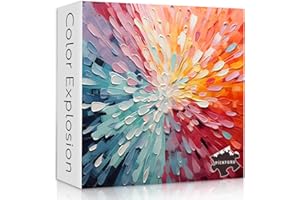 PICKFORU Impossible Puzzles 1000 Piece, Colorful Hard Difficult Puzzle for Adults, Gradient Rainbow Challenging Jigsaw Art Painting