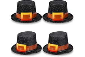 Liliful 4 Pcs Pilgrim Hats Thanksgiving Hat Thanksgiving Novelty Top Hats Cosplay Costume Accessory for Adults