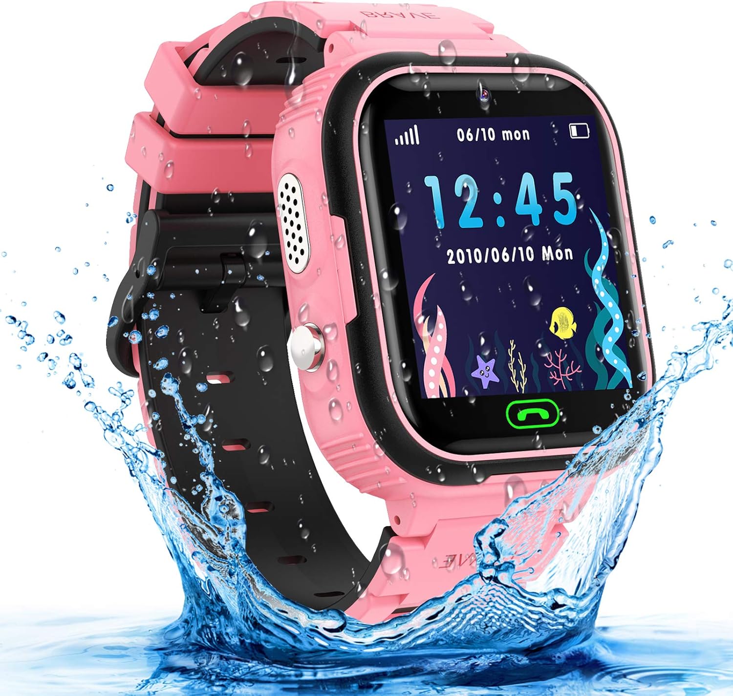 Amazon Com Kids Smart Watch Phone Ip67 Waterproof Gps Tracker Smartwatch For Kids Hd Touch Screen Game Watch With Sos Call Voice Chat Camera Alarm For Boys And Girls Birthday Gifts Black