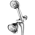 PowerSpa All-Chrome 7-Color LED Shower Head/Hand Held Shower High Pressure Twin Combo Showerhead System with Air Turbo Technology - Includes Premium Stainless Steel Hose and 3-way Water Diverter