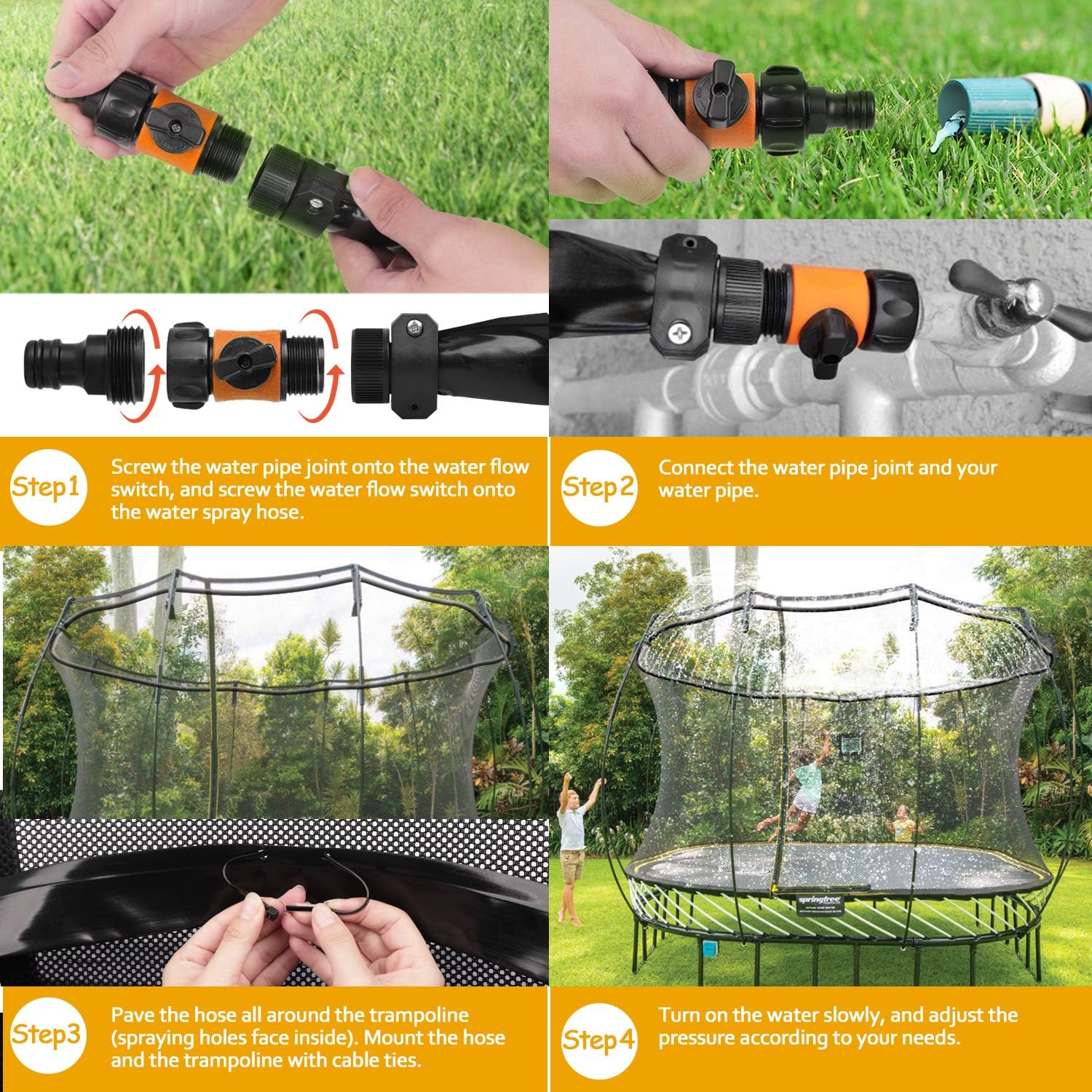 Ligttle Trampoline Sprinkler for Kids - Outdoor Trampoline Water Sprinkler for Kids and Adults, Trampoline Accessories Sprinkler 39ft Long for Water Play, Games, and Summer Fun in Yards: Toys & Games