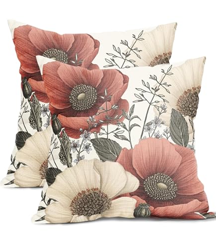 Amazon.com: TSSOHU Vintage Flowers Pillow Cover Rustic