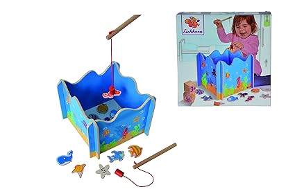 Eichhorn 100002089 - Angelspiel mit zwei Angeln, Holzspielzeug, Geschicklichkeit, ab 3 Jahren, 16 teilig