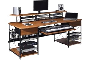 Musiea EX200 Series Pro Music Studio Desk Workstation with 3 x 4U Rack and 2 x 9U Rack (Cherry)