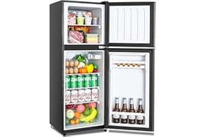 Fox Shack Compact Fridge Mini Refrigerator with Freezer, 5 Cu Ft 2 Doors Refrigerators, Low noise, Energy-efficient, for Apartment, Dorm, Kitchens, Office and Bedroom (Black)
