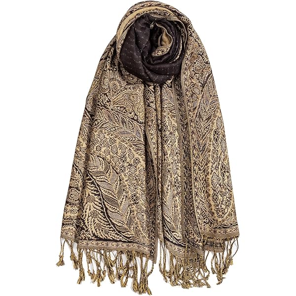 Falari Women's Woven Reversible Paisley Pashmina Shawl Wrap
