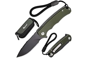 ROMANTICIST Folding Pocket Knife - 2.95" D2 Steel Blade & Non-Slip G10 Handle - Pocket Knife for Camping, Hiking and Outdoor Tasks - EDC Folding Knife with Clip & Lanyard - Unique Gifts for Men Women