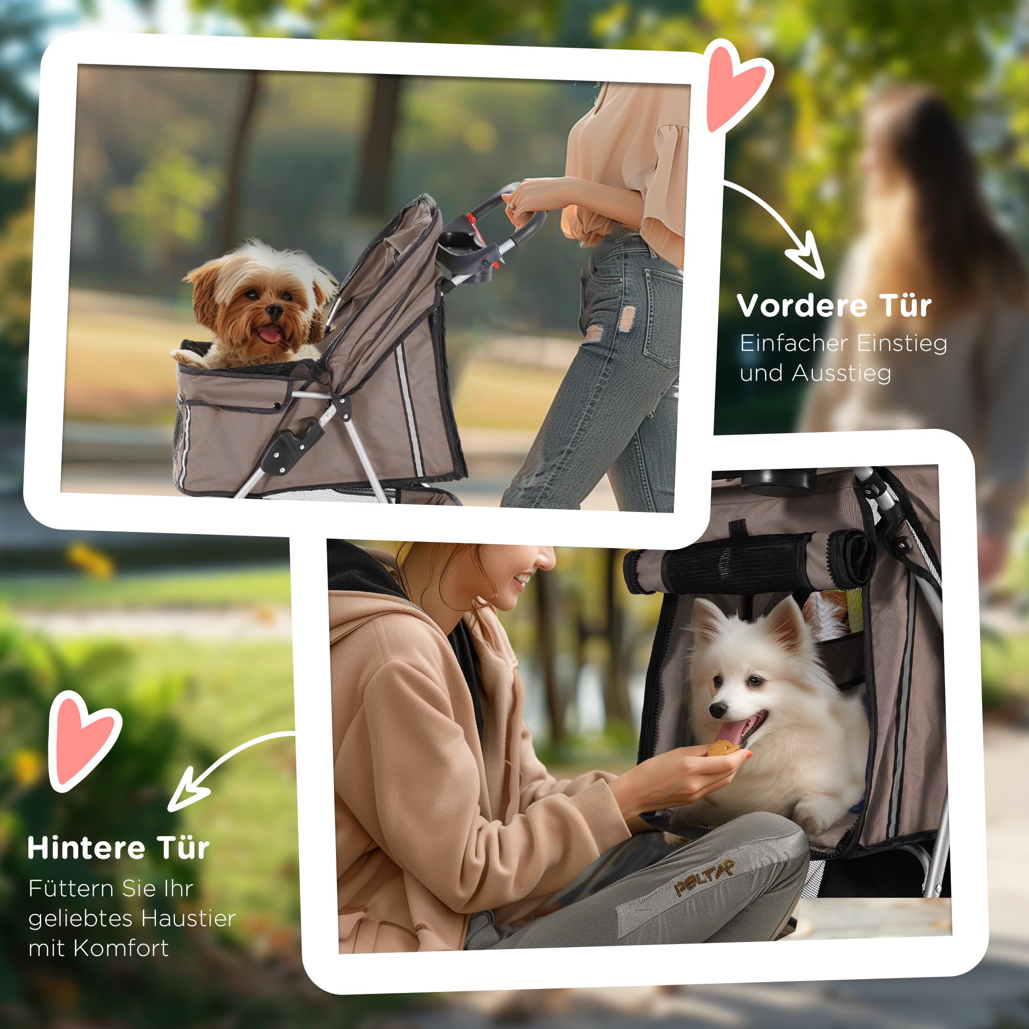 PawHut Hundewagen Hundebuggy Buggy Hunde Katzen Pet Stroller Hunde Buggy Kaffeebraun 7