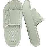 CUSHIONAIRE Feather EVA Slides for Women – Comfortable Slip On Womens Slippers, Indoor Outdoor Shower Shoes, Beach Essential Cloud Slides