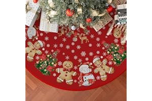 XCHI Gingerbread Man Snowman Deer Snowflake Christmas Tree Skirt Christmas Party Decorations for Home Xmas Holiday Winter Indoor Decro 48 Inch