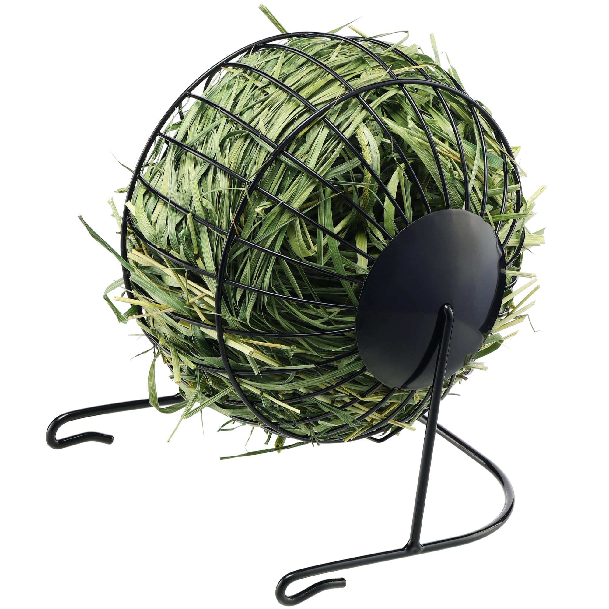 Navaris Metal Rabbit Hay Feeder - Durable Hay Spinning Accessories for Rabbits and Guinea Pigs - Entertaining Feeding Wheel Rack, Bowl with Convenient Door