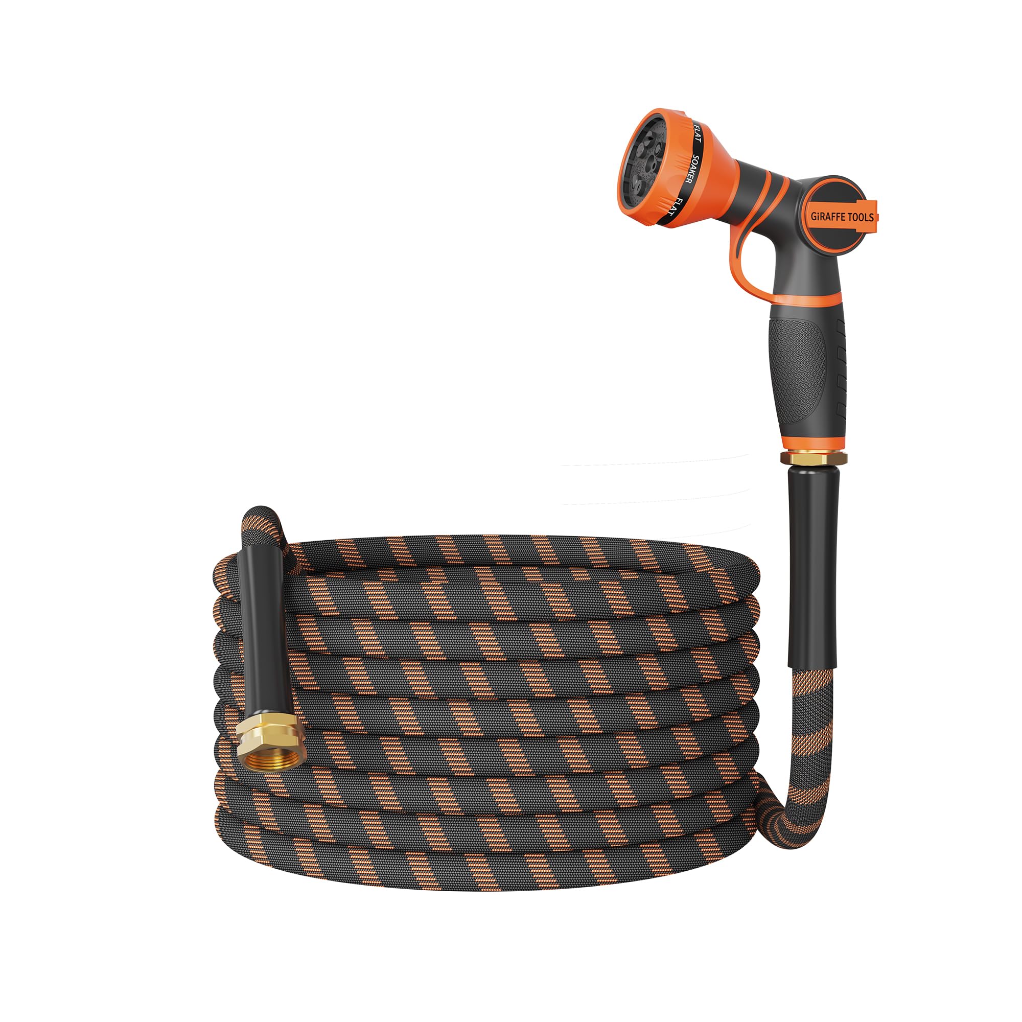 Photo 1 of Giraffe Tools Non-Expandable Garden Hose 50FT 1/2” Lightweight Flexible Water Hoses Burst 600 psi with 9 Spray Function Nozzle Heavy Duty Hose