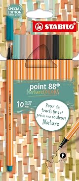Stabilo Point 88 NatureCOLORS Fineliner Pack of 10 Assorted Nature Colours