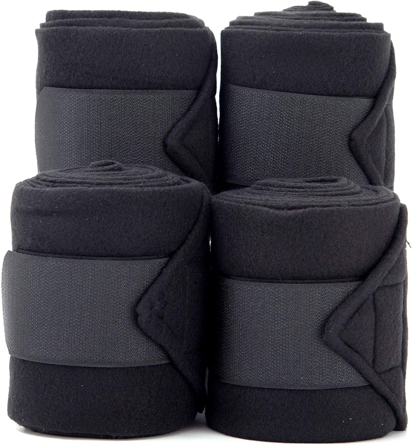 Merauno Fleece Dressage Polo Exercise Bandage Set of 4, Black, 6.6 feet