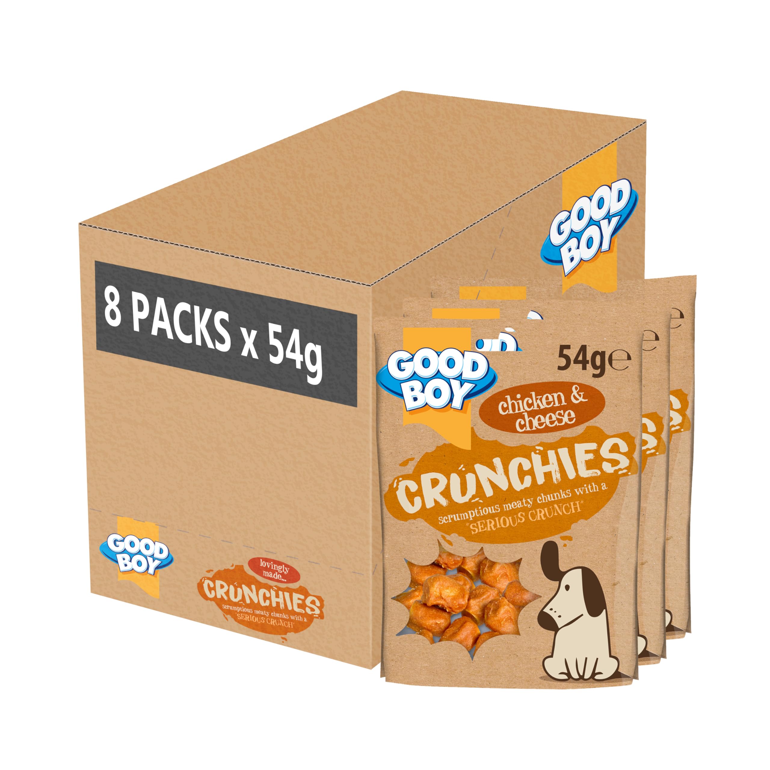 Good Boy Crunchies Chicken & Cheese - Natural Dog Treats - Training Treats - Bulk Box - 8 x 54g