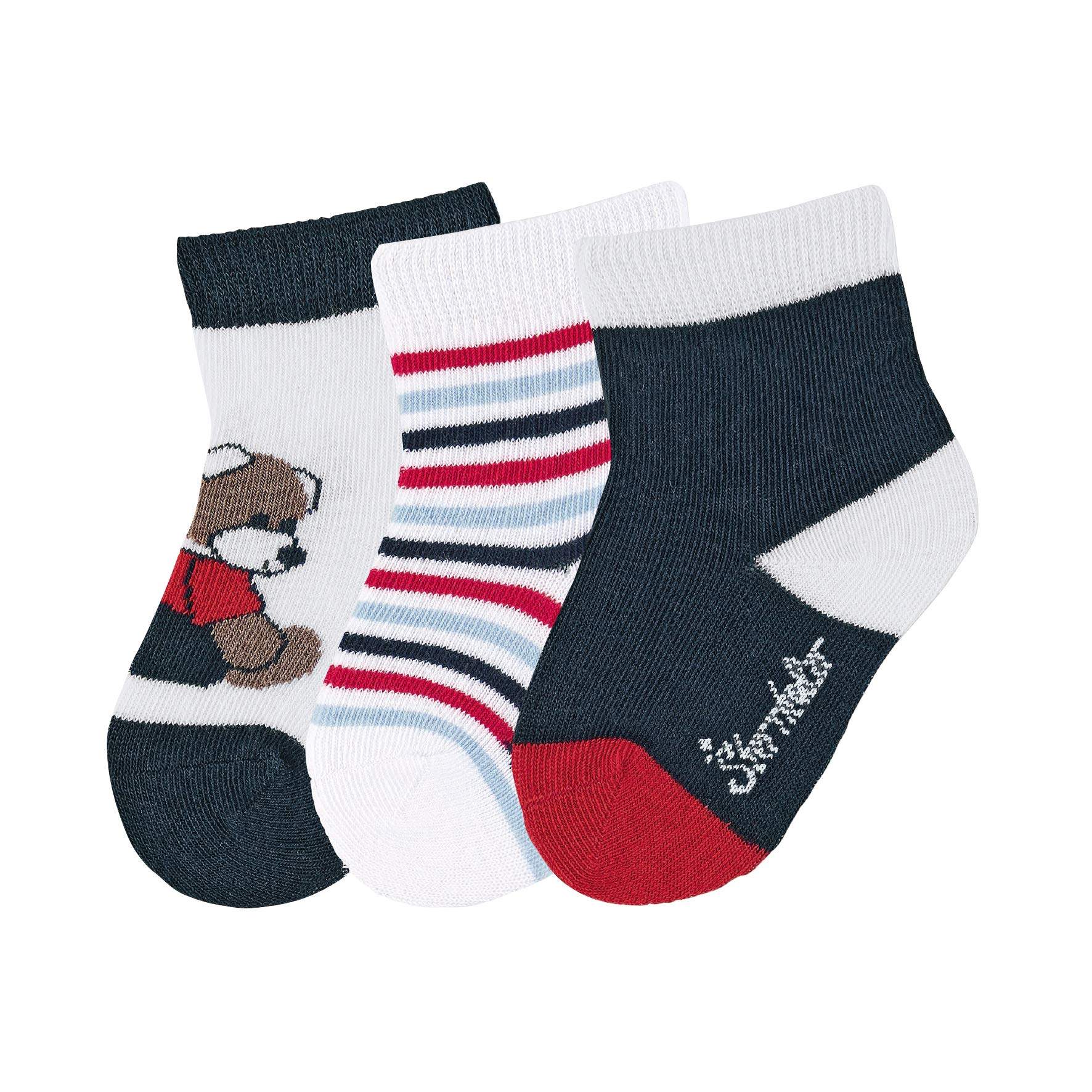 Sterntaler Baby Boys Baby-Söckch.3Er-Pack Bär Calf Socks, 16 Socks, Blue (Marine 300), 3-6 Months (Manufacturer Size: 16)