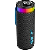 JLab Go Party Portable Bluetooth Speaker, Midnight Black, 10 Watts of Power, 16+ Hours of Playtime, IP56 Waterproofing, Customizable RGB LED Lighting, Lab Sync Up to 100 Speakers, Custom Sound in-App