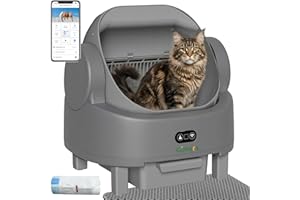Gimars Open Top Design Self Cleaning Litter Box, Automatic Cat Litter Box for Multiple Cats & Senior Cats, App Control with S