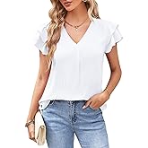 MOLERANI Women's Dressy Casual Shirts Ruffle Short Sleeve V Neck Work Blouses Business Summer Tops 2025 Outfits Clothes