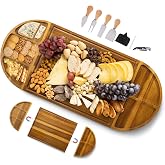 NAGAWOOD Extra Large Charcuterie Board, 30''x13'' Acacia Cheese Board Set | 3 Removable Magnetic Pieces, No Assembly Required