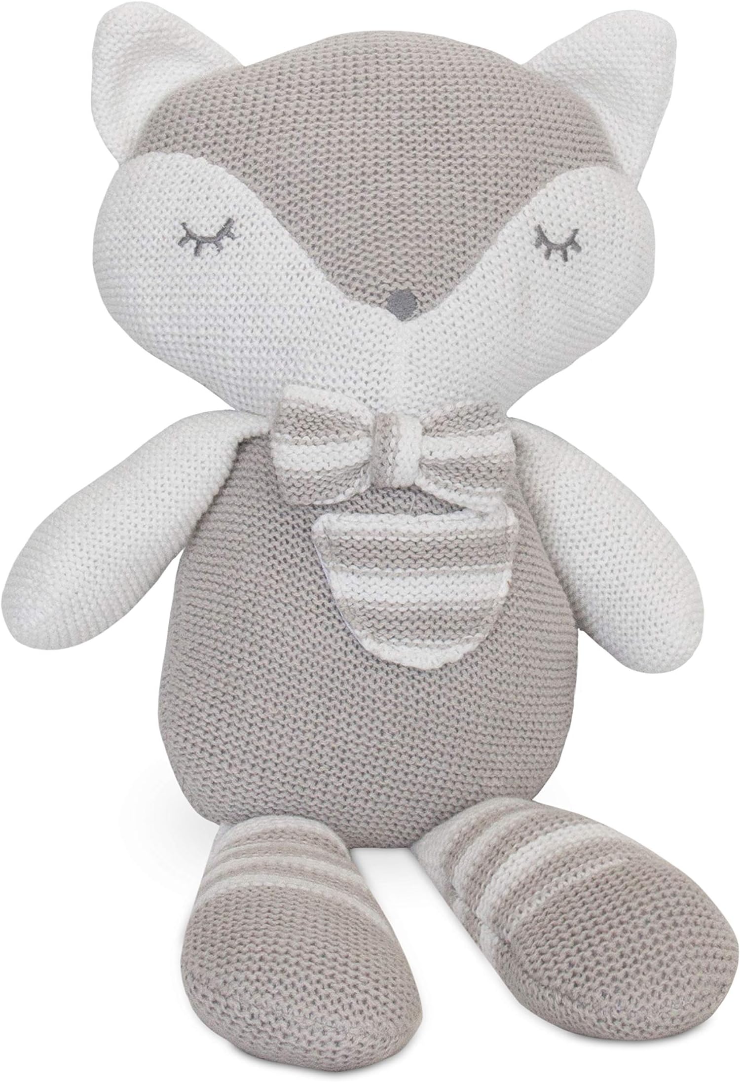Living Textiles Baby Knit Plush Toy w/ Rattle - Charlie Fox - Premium 100% Cotton Super Cute Soft & Fun Stuffed Animal Character | for Infant,Newborn,Stuff,Knit,Doll,Gift,Shower,Boy,Girl