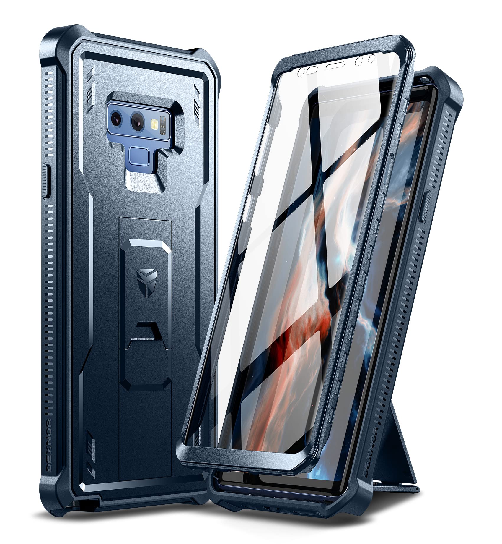 Dexnor Full Body Case for Samsung Galaxy Note 9/6.4 inches, [Built in Screen Protector and Kickstand] Heavy Duty Military Grade Protection Shockproof Protective Cover for Galaxy Note 9,Navy Blue