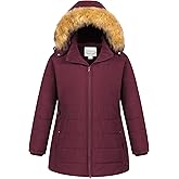Chrisuno Women's Plus Size Winter Puffer Jacket Warm Long Winter Coats Quilted Waterproof Fleece Lined Detachable Fur Hood