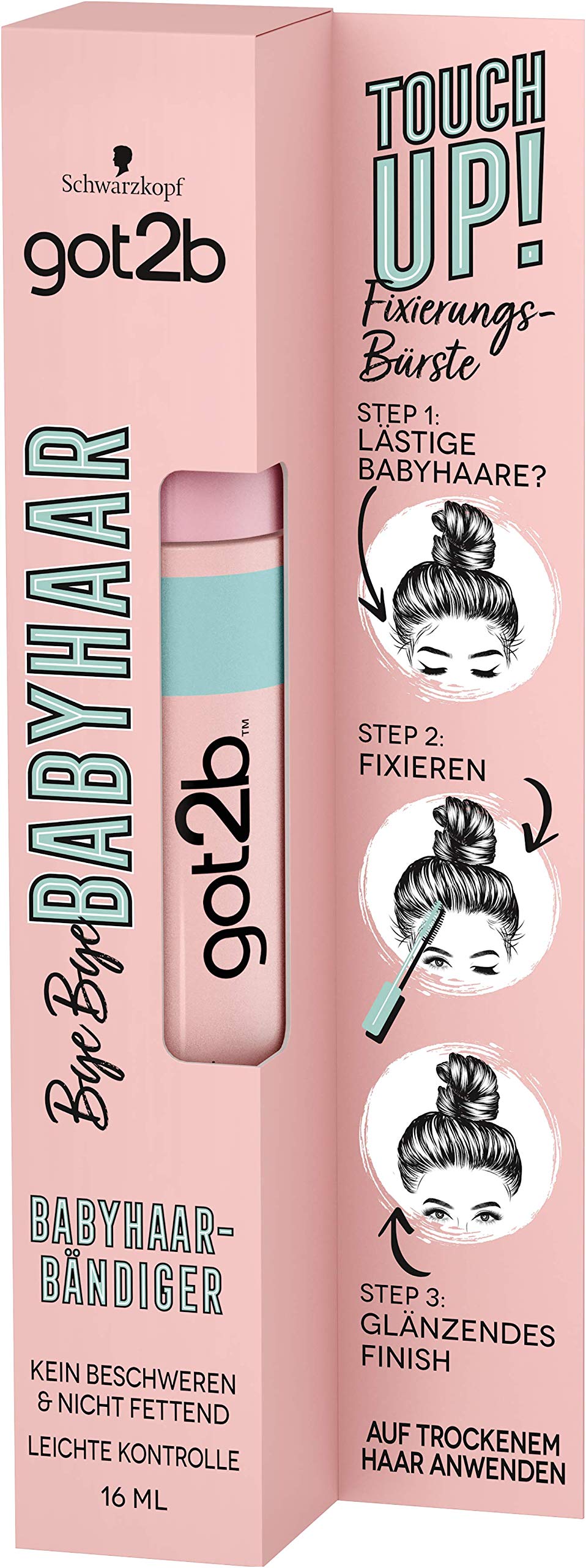 got2b Bye Bye Baby Hair Mascara Brush (16 ml), Brush for Baby Hair Fixing, Shiny Finish, Feather Light, Non-Greasy, Travel-Friendly