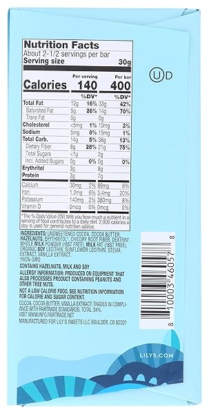 LILY’S SWEETS, HAZELNUT MILK CHOCOLATE BAR, 2.8 OUNCE