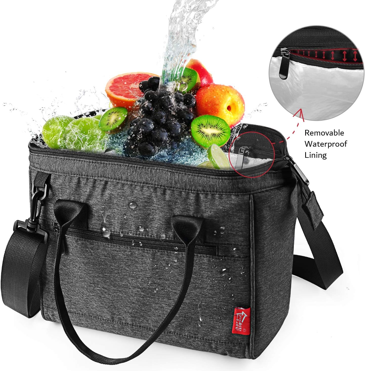 Insulated Lunch Bag, YOUKEE Neoprene Lunch Tote Bags for Women Adults Kids, Waterproof Lunch Carrier for Work School Outdoor (waves)