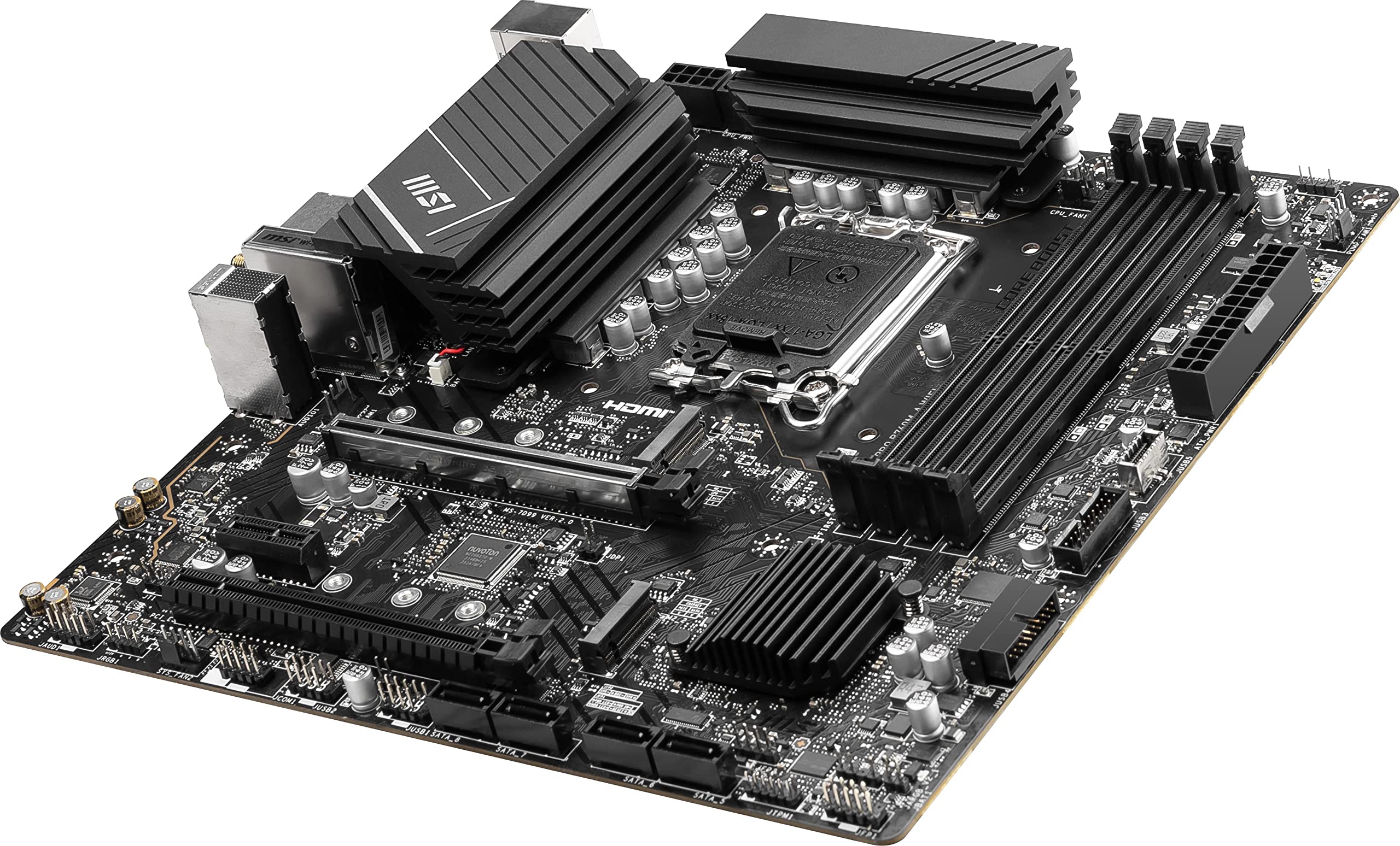 MSI PRO B760M-A WiFi ProSeries Motherboard (Supports 12th/13th/14th Gen Intel Processors, LGA 1700, DDR5, PCIe 4.0, M.2, 2.5Gbps LAN, USB 3.2 Gen2, HDMI/DP, Wi-Fi 6E, Bluetooth 5.3, mATX)