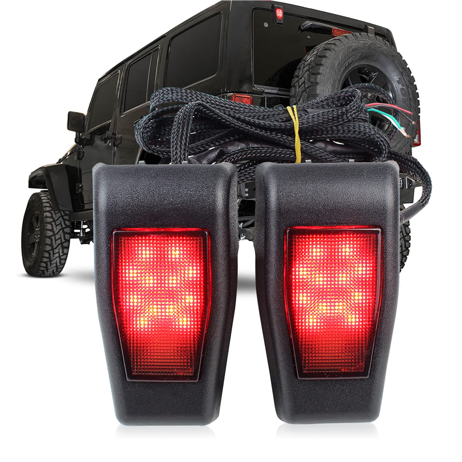 Photo 1 of Atubeix LED 3rd Brake Lights Tailgate Rear Lamp for Jeep Wrangler JK JKU 07-17 2 pcs (Red)