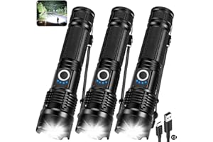 BEFAMALI 3 Pack Rechargeable Flashlights High Lumens, 990000LM Super Bright LED Flashlight, Adjustable Powerful Flash Light with 5 Modes & USB Cable, Waterproof Handheld Flashlight for Home Camping Outdoor