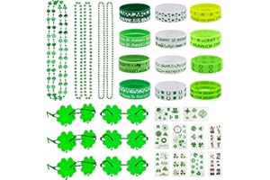 Homgaty 109 Pack St. Patricks Day Party Favors Set, Green Shamrock Glasses Beaded Necklace Bracelets Tattoos Stickers for St Patricks Day Irish Festival Decorations Supplies