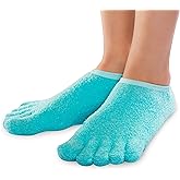 5-Toe Gel Lined Foot Moisturizing Socks by NatraCure &ndash; Aloe &amp; Shea Infused Fuzzy Hydrating Socks - Soft Feet Moisturizer Spa &amp; Pedicure Socks for Dry Cracked Heels, Calluses - Size: XX-Small