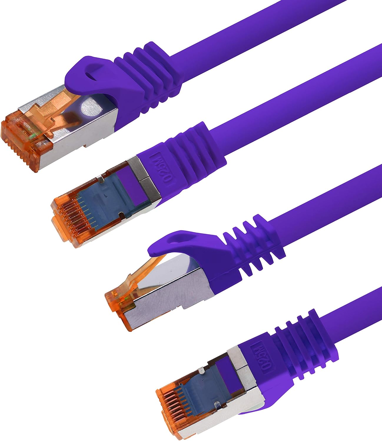 1aTTack Cat.7 ethernet cable 0,25m - Violet - 5 pieces - Cat7 lan network 10GBASE-T - 10000 Mbps (Sftp Pimf) double shielded patchcable RJ45 plug Cat.6a - Image 4