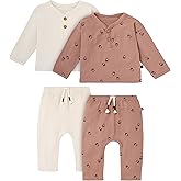 Modern Moments by Gerber Unisex Baby 4-pack Henley Top and Pants Set