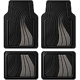 Road Comforts Car Floor Mats Full Set – Front & Rear Car Floor Mats with Aluminum Design, Anti-Slip Backing, All-Weather Protection, Trim-to-Fit Car Mats for Most Sedans, SUVs & Vans - Grey